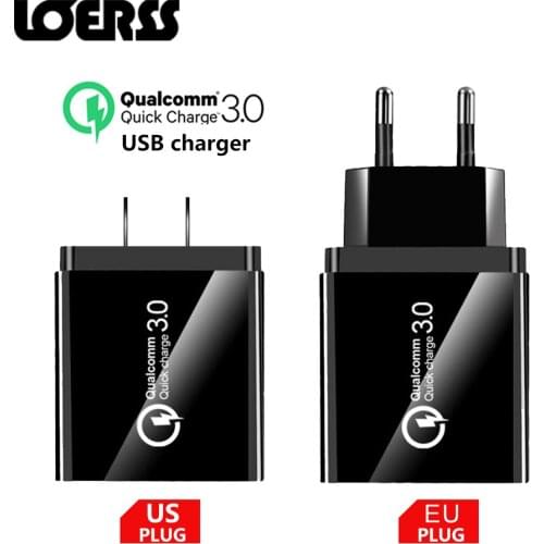 18W Quick Charge 3.0 Fast Mobile Phone Charger EU US Plug Travel Wall USB Charger Adapter for iPhone Samsung Xiaomi Huawei