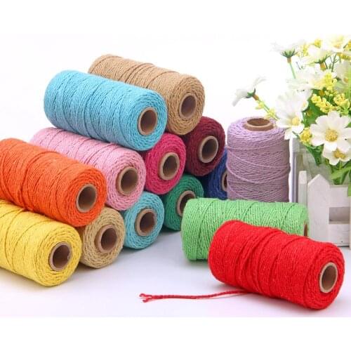 2mm 100M Macrame Cord Cotton Natural Rope Twine String For Craft Decor Wall Hanging Cotton Baker Twine Rope Macrame Cord