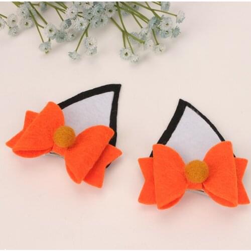 2pcs/Set Halloween Hair Clips For Girls Black White Felt Fabric Bow Hairpins Cat Ears Bunny Barrettes Kids Cute Hair Accessories