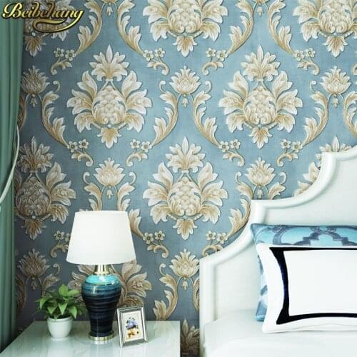 Beibehang papel de parede 3D European wallpaper for walls 3d Embossed Floral Pattern Wall Paper roll Home Decoration living room