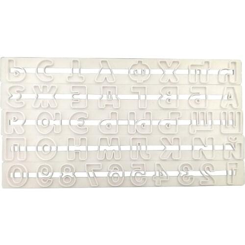 5 Pcs Russian Numbers and Letters Cookie Cutter Plastic Biscuit Knife Baking Fruit Cake Kitchen Tools Mold Embossing Printing