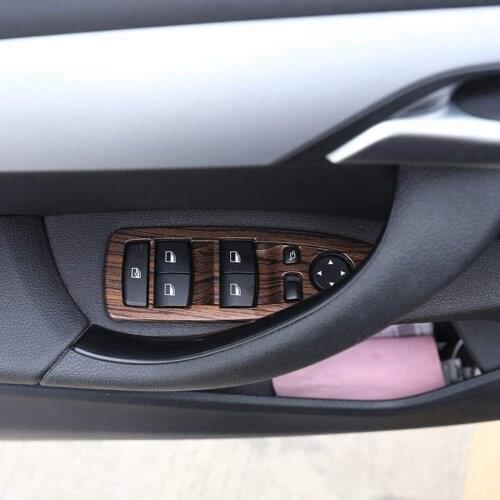 ABS Plastic Window Lift Switch Button Frame Cover Trim for BMW X1 F48 2016-2018 for BMW X2 F47 2018 Left Hand Driver Pine Wood