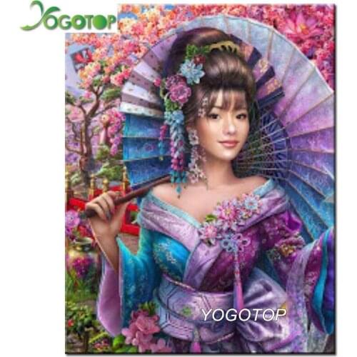 YOGOTOP 5D DIY Diamond Embroidery Full Display cherry blossoms Diamond Painting Square/Round Rhinestones Art Japanese girl YY465