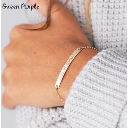 Bar Bracelet Handmade Jewelry Initial Charm Bracelet Letter Name jewelry Gold Wrap Vintage Boho Bangles