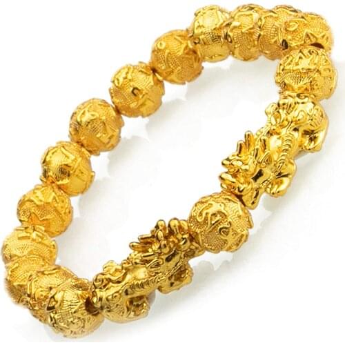 Fengshui Prosperity Bracelet 10mm Natural Bead Bracelets Single Pi Xiu / Pi Yao Attract Wealth Health and Good Luck Wrist Chain