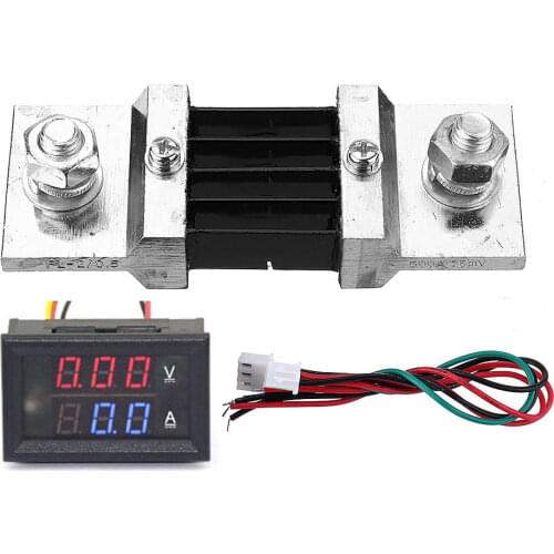 DC 0-300V 500A Voltage Current Panel Meter Digital Blue Red Dual LED Voltmeter Ammeter With 500A/75mV Shunt