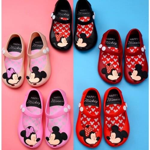 Childrens Shoes Summer New Girls Sandals PVC Jelly Childrens Beach Shoes Baby Cartoon Minnie Princess Shoes Childrens Shoes