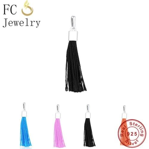 FC Jewelry Fits Original Brand Charms Bracelets 925 Silver Bohemian Stylings Pink Color Fabric Beads Pendant Making Berloque