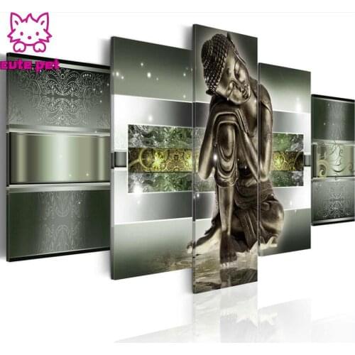 DIY diamond painting kits 5 Pcs Buddha Zen abstract painting diamond embroidery full drill rhinestone mosaic puzzle home decor