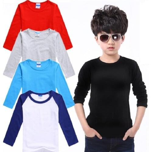 Customized Children Plain Shirts Pure Solid 2-14Years Baby Boy Personal Print Shirts Birthday Gift Long Sleeve Girls T-Shirt Top