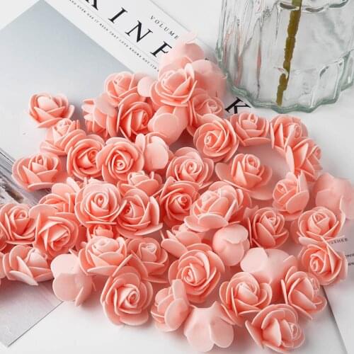 200pcs 3.5cm PE Foam fake flower roses head artificial flowers cheap wedding decoration for scrapbooking gift box diy wreath
