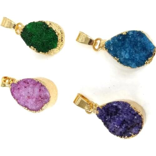 Natural Stone Quartz Oval shape Pendants Crystal Cluster Exquisite charms for Jewelry Making DIY Necklace Accessories14x29mm