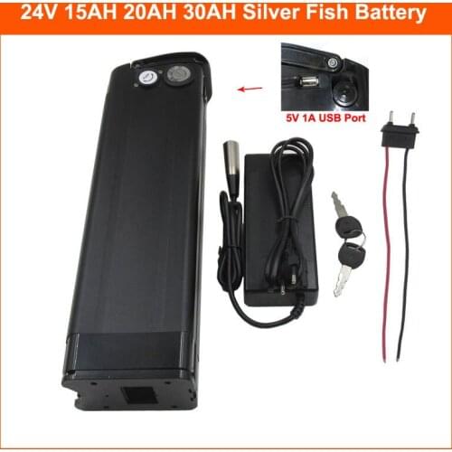 24V 15AH 12AH 500W Electric Bike Ebike Battery 24V 20AH Silver Fish Battery pack 24 Volt 15AH with USB Port 29.4V 3A charger