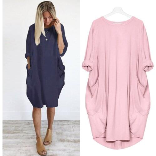 Women Mini Dress Ladies Oversized Baggy Long Sleeve Pocket Pullover Mini Dress Female Cute Cat Printing Dresses Jumper #cjh