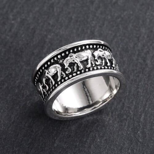 Fashion classic punk ladies mens retro finger ring Bohemian ethnic gold silver elephant ring wedding party jewelry gift