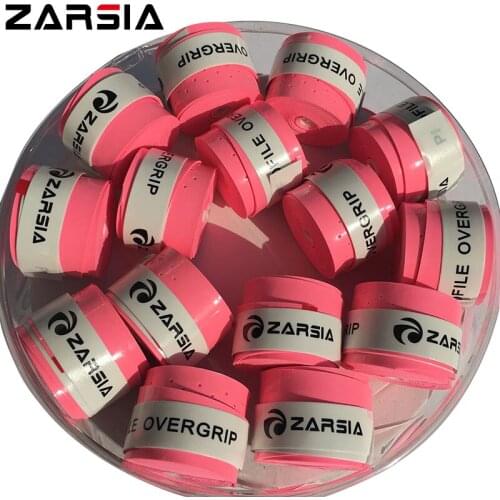 Neon PINK) ZARSIA perforated Tennis Racket Grip Anti-skid Sweatband Badminton Grips Viscous squash racket Overgrip 60pcs/lot