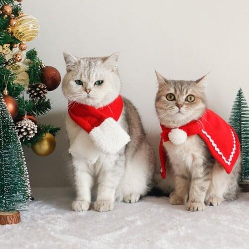 Pet Cat Dog Clothes Warm Christmas Clothes Puppy Santa Red Scarf Hat Deer Head Cute Kitten Cloak Cats Costume Home Decor