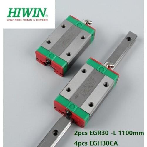 2pcs origial Hiwin rail EGR30 -L 1100mm linear guide + 4pcs EGH30CA carriage blocks for CNC router