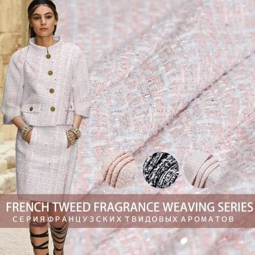 Pearlsilk White Mix-colour Tweed Colour Style Garment Materials Spring Suit Dress Skirt DIY clothes fabrics