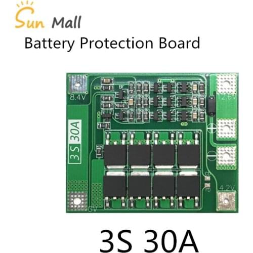 3S 30A BMS Board 11.1V 12.6V 18650 Lithium Battery Protection Board with equalization Drive drill 30A current