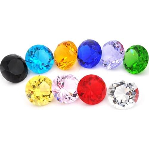 Home Display Gift 30mm Crystal Diamond Paperweights Clear Faceted Cut Shape Glass Giant Diamond Jewel Decor Wedding Craft Gem