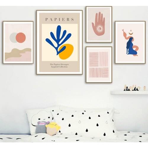 Boho Poster Prins Abstract Eclipse Sunrise Pink Line Snake Canvas Painting Wall Art Pictures For Living Room Nordic Decor