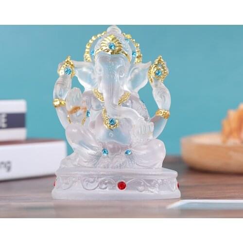 Ganesh Hindu Elephant God of Success Statue Resin Transparent Figurine Ornament