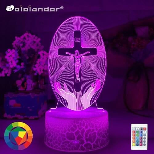 Crucifixion of Jesus Led Night Light for Church Decoration Lights Cool Gift for Christians Usb Battery Powered Room Table Lamp