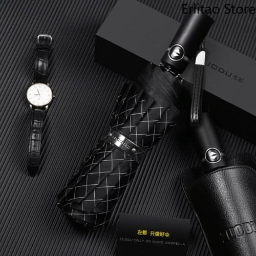 Luxury Business Rain Fully Automatic Umbrella Men Storm Resistant Car Folding Strong Windproof Umbrella Black Rain Gear Gift