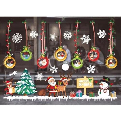 Christmas Elements Xmas Decorations Window Stickers Window Dressing Colorful Seamless Oranment For Window Home Decor
