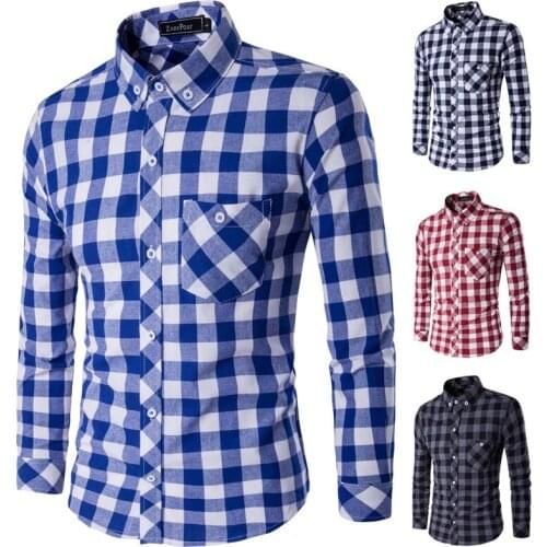 Autumn and winter mens shirts mens classic pattern leisure long-sleeved shirts men clothes 2018 plus size M--3XL