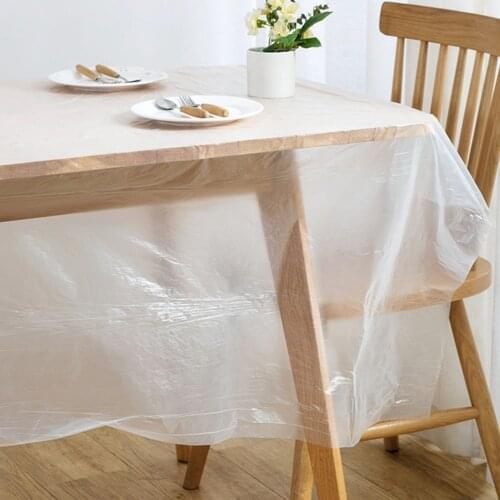 1 Roll/20pcs Disposable Tablecloth Plastic Thin Film Table Covers Dinner Cloth Table Decoration White, 180x180cm A50