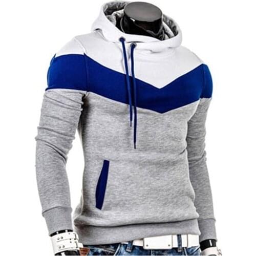 Hoodie Stitching New Mens Autumn Men Fleece Hooded Sweatshirts Fashion Stitching Color Male Casual Brand Clothing Outwear