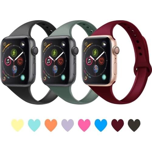 Slim strap for Apple watch band 40mm 44mm 38mm 42mm soft Silicone wrsitband bracelet watchband correa iWatch 6 se 5 4 3 2 1 band