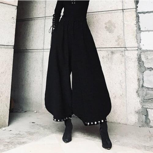 Streetwear Gothic Style Harajuku Casual Pantalones Women Black Bloomers Korean Fashion Wide Leg Plus Size Pants Baggy Trousers