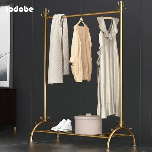 Nordic Style Clothing Rack Floor Metal Hanger Living Room Coat Stand Balcony Drying Rack High Quality Folding Clothes Hanger