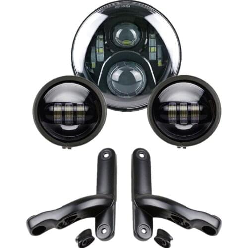 7" Headlights 4.5" Auxiliary Fog Passing Lights Housing Brackets For Street Glide FLHX Electra Glide