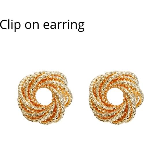 2019 New Fashion ZA Clip on Earrings Non Pierced Ear Clips Gold Silver Round Metal Vintage Earring for Women Party Jewelry Gift