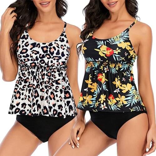 Plus Size Floral Push Up Tankini Set Sexy Bikinis Women Two Piece Swimsuit Swimwear Swimdress High Waist Bathing Suit Beach wear