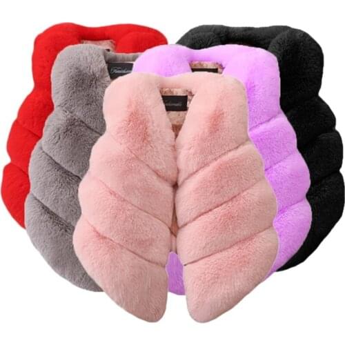 Baby Girls Faux Fur Vest Outfits Coat Winter Kids 2021 Waistcoats Children Warm Infant Sleeveless Jacket Outerwear Children Clot