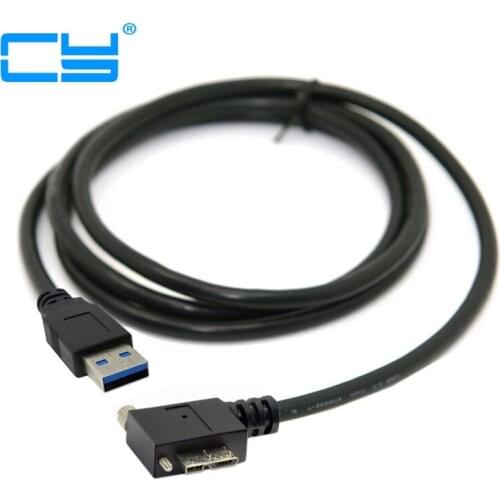 1.2m 4ft 5m 16ft 90 Degree Left Angled Micro USB Screw Mount to 3.0 Data Cable for Industrial Camera 120cm 500cm