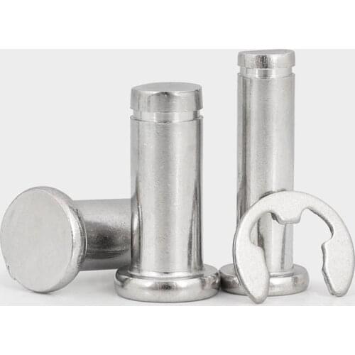 3pcs M8 stainless steel pins shaft flat head with grooved pin double circlip dowels Positioning cylinder dowel 16mm-100mm long