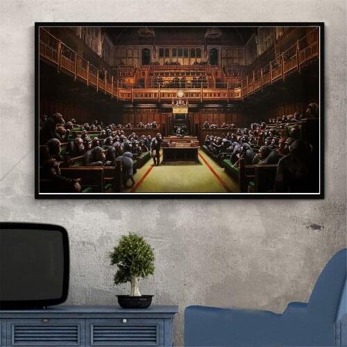 Monkey Parliament Art Abstract Canvas Painting Nordic Posters And Prints Pictures For Living Room Home Wall Decor