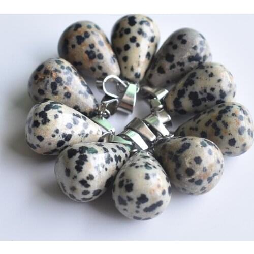 Free shipping 24pcs/lot wholesale high quality natural spot stone water drop shape pendants Charms fit Necklaces jewelry making