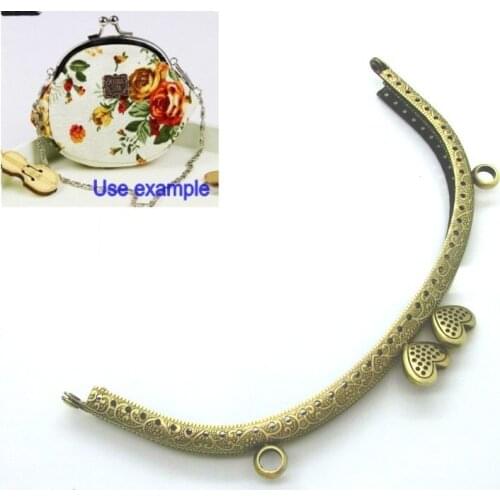 Free Shipping- Antique Bronze Flower Purse Bag Metal Frame Kiss Clasp Lock Handle 16.5x9cm(6 4/8"x3 4/8") J2619