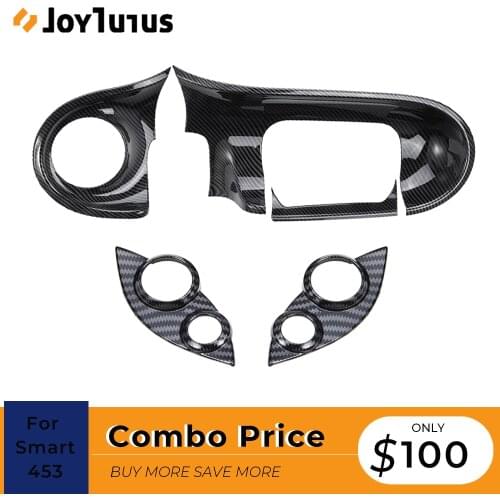 Car Steering Wheel Button Cover For Smart 453 fortwo forfour Control Panel Decorative Trim Sticker Interior Accessories Combo