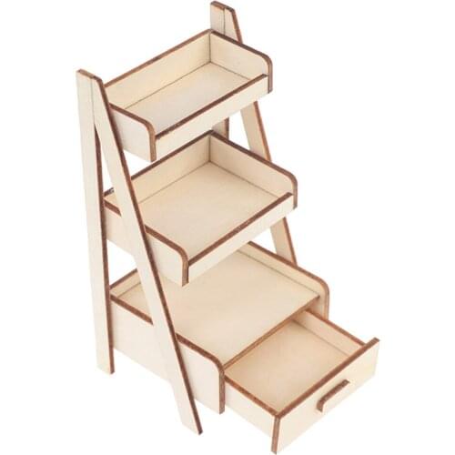 1:12 Scale Wood 3-Layers Flower Stand Simulation Supplies Scenery Accs