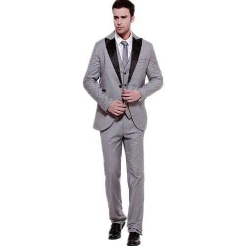 Gentleman charming the groom suits fashion one button three-piece men suits tuxedos most popular groom suits (jacket+pants+vest)