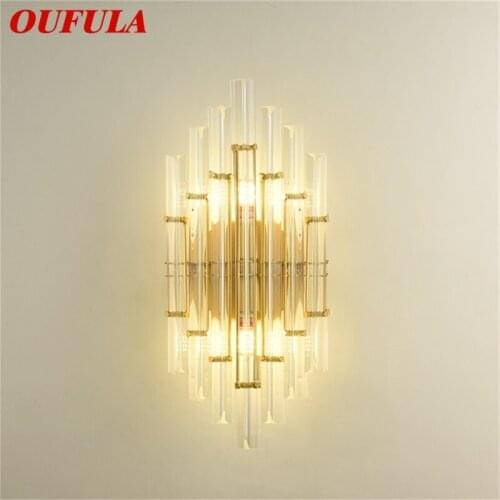 OUFULA Crystal Wall Sconce Lamp Modern Bedroom Luxury Gold LED Design Balcony Decorative For Home Indoor Corridor