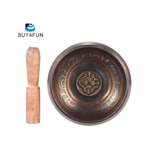 Exquisite Metal Singing Bowl Handmade Tibetan Bell with Striker